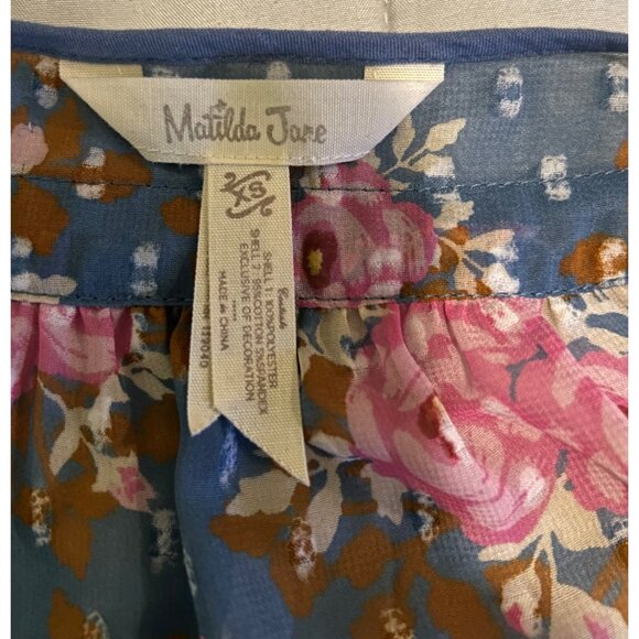 Matilda Jane Women’s Size XS Blue Pink Floral Midi Dress Indie Boho Peasant - Picture 6 of 15